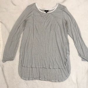 White and black striped long sleeve top